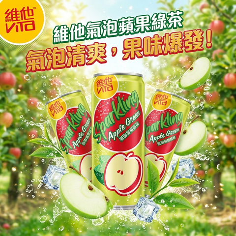 維他氣泡蘋果綠茶 310ml | VITA Sparking Apple Green Tea 310ml